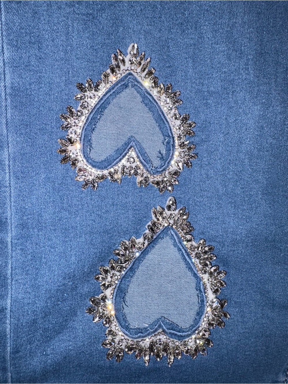 Blue Heart-Appliqué Wide-Leg Women's Jeans - Picture 3 of 5